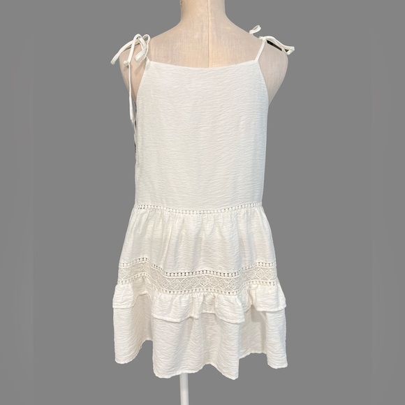 SUGARLIPS white tied spaghetti straps summer dress with ruffle and lace - Picture 1 of 15